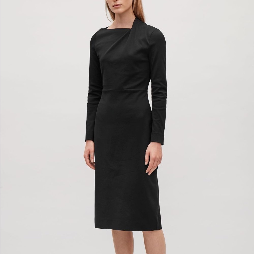 COS Black Long-Sleeve Midi Dress
